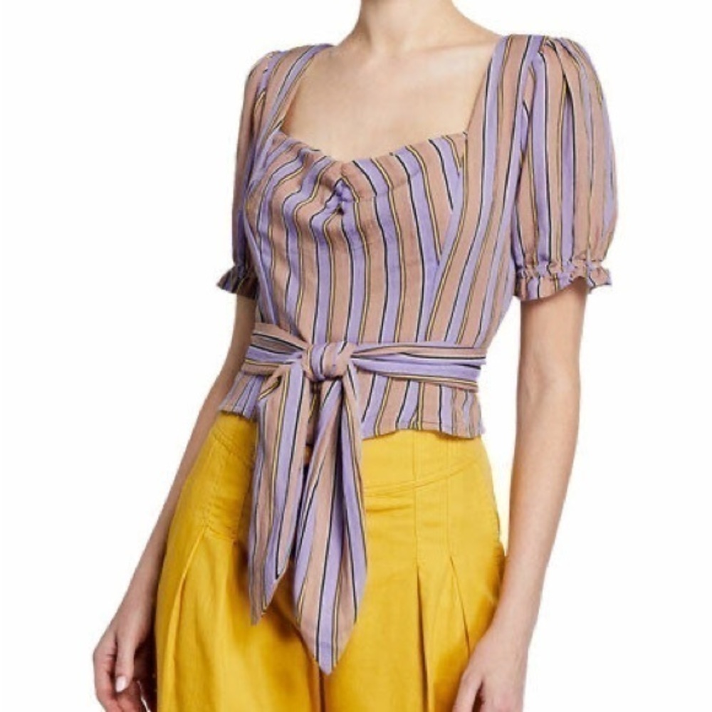 Moon River Striped Sweetheart Crop Top Size Medium